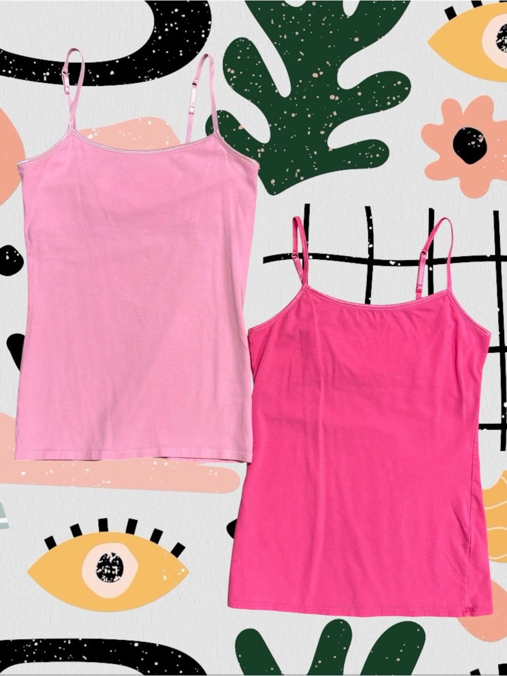 So | Set of 2 Y2K Pink Layering Camis with Built In Shelf Bras